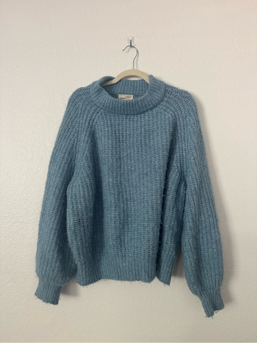 Universal Thread Dusty Blue Balloon Sleeve Crewneck Sweater